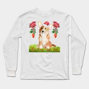 HERE COMES SANTA PAWS - MERRY CORGMAS - CORGI CHRISTMAS DESIGN Long Sleeve T-Shirt